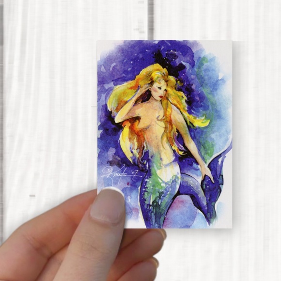 ACEO - Mermaid Print from original painting by Kathy Morton Stanion - Celeste - Picture 6 of 7